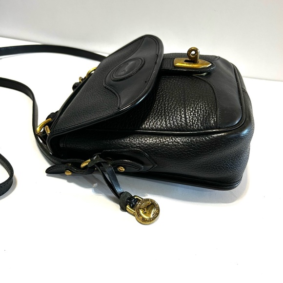 Vintage Dooney & Bourke Black Leather Crossbody Bag with Brass Gold Toned-Detail - Picture 13 of 16